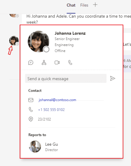 How to Find more information about a teammate in Microsoft Teams