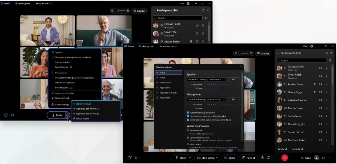 Smart audio options for ex Meetings and ex inars
